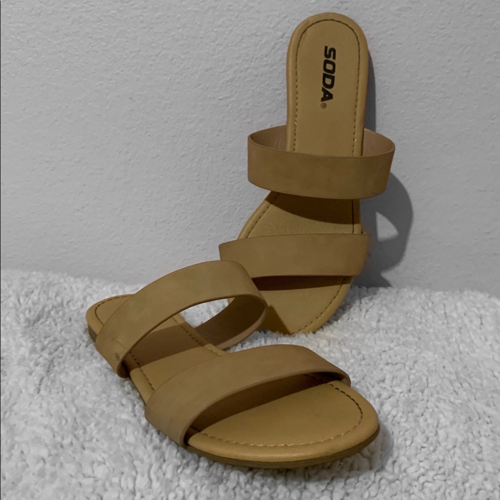Double strapped slide sandals